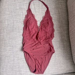 Last chance! Xhilaration Red Lace halter one piece bikini